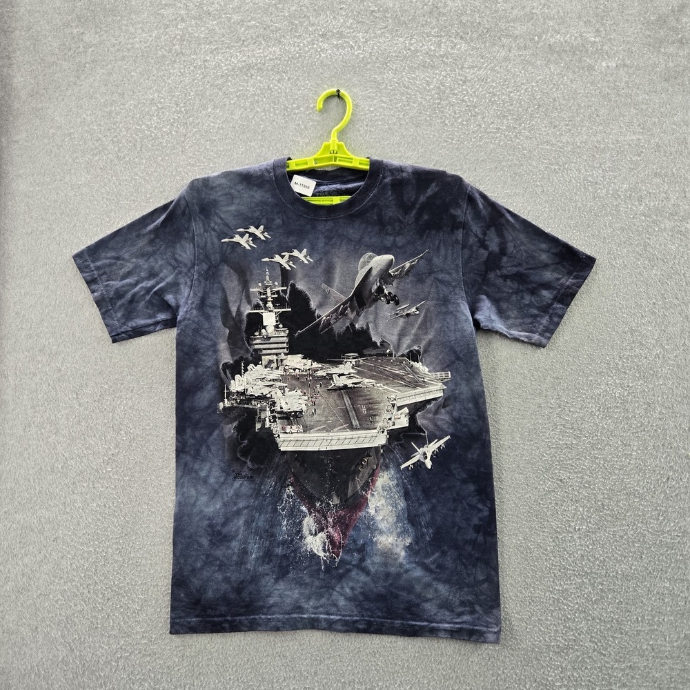 The Mountain Men Shirt S Navy Tie Dye Aircraft Carrier Short Sleeve